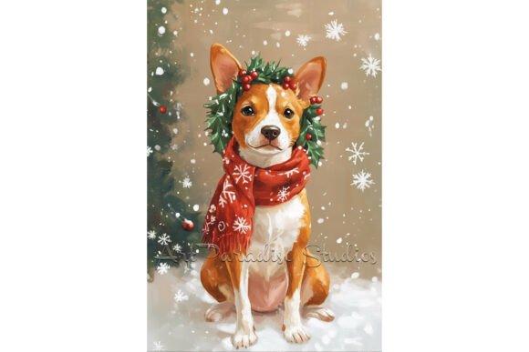 Basenji Christmas Snow Dog Wall Decor: Illustrations
