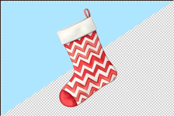 Chevron Pattern Christmas Stocking PNG for Illustrations