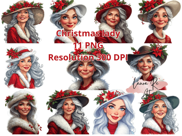 Christmas Lady Illustrations for Branding