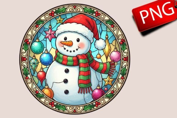Christmas Stained Glass Snowman Clipart: Editorial Illustrations Review