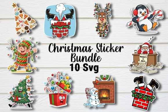 Christmas Sticker SVG Bundle: Fun Illustrations