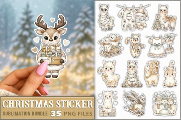 Christmas Watercolor Sticker Bundle: Illustrations for Blogs