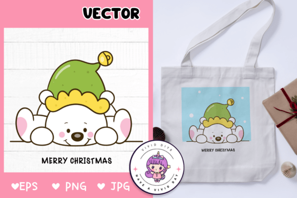 Chubby Polar Bear Sleep Cute Christmas Illustrations