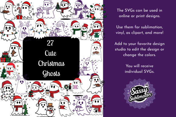 Cute Christmas Ghost 27 SVGs: Festive Illustrations