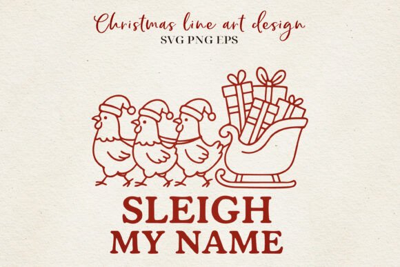 Funny Christmas Chicken Line Art: Branding with Illustrations