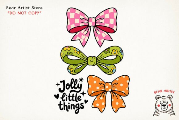 Jolly Little Things Bow Set: Christmas Hand-draw Illustrations