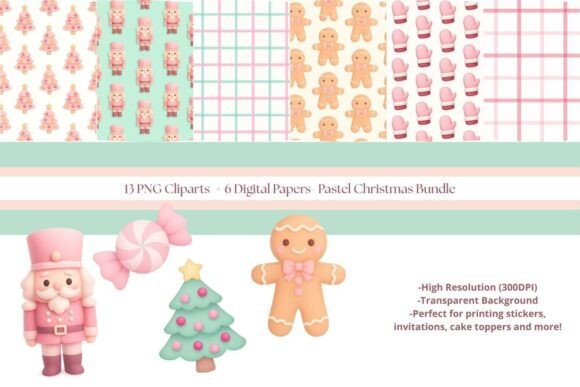 Kawaii Pastel Christmas Bundle: Soft Illustrations
