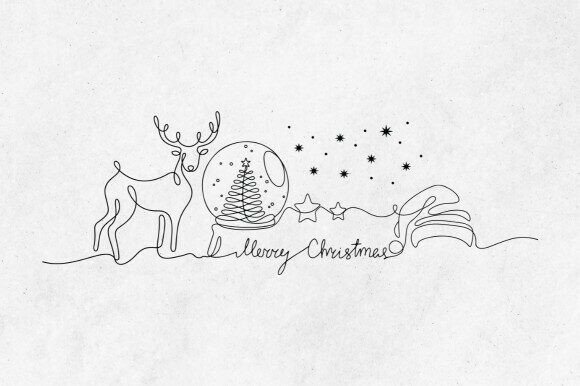 Merry Christmas SVG: Line Art Illustrations