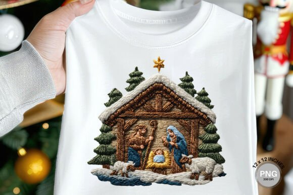 Nativity Scene Christmas Patchwork Yarn Illustrations