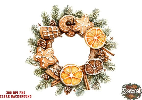 Orange Slice Christmas Wreath PNG for Illustrations
