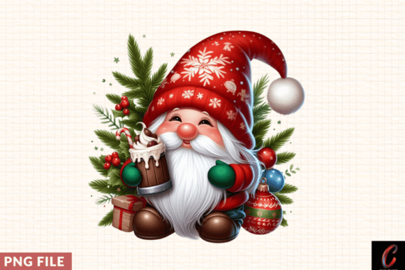 Review: Christmas Gnome Holding Drink Clipart Pn