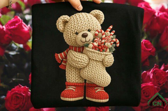 Review: Knitted Christmas Teddy Bear Png for Embroidery