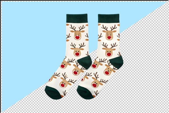 Reviewing Christmas Reindeer Socks PNG Illustrations