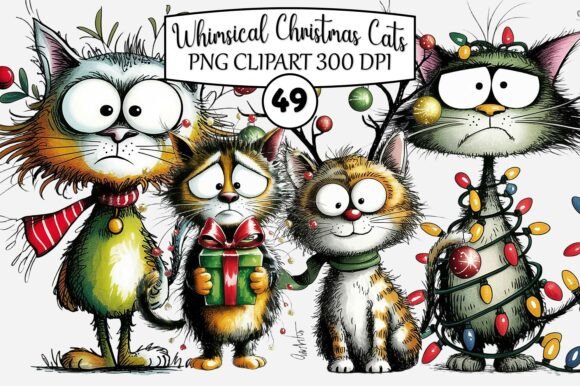 Reviewing Whimsical Christmas Cats PNG Clipart for Stitching