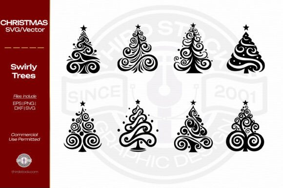 Swirly Christmas Trees Illustrations Review